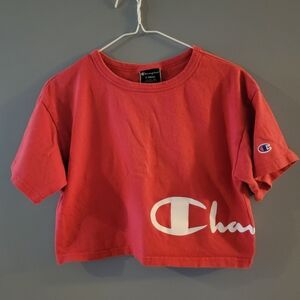CHAMPION Wrap Around Red Womens Crop Tee